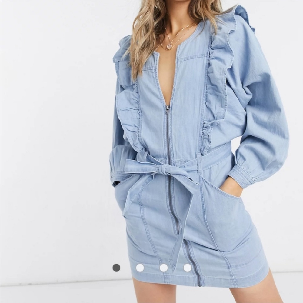 Free People Imogene Ruffle Mini Denim Dress